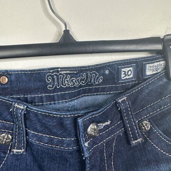 Miss Me Women’s Size 30 Cropped Frayed Bootcut Jeans JP5489B2 Bling Flap Pocket - Picture 4 of 13